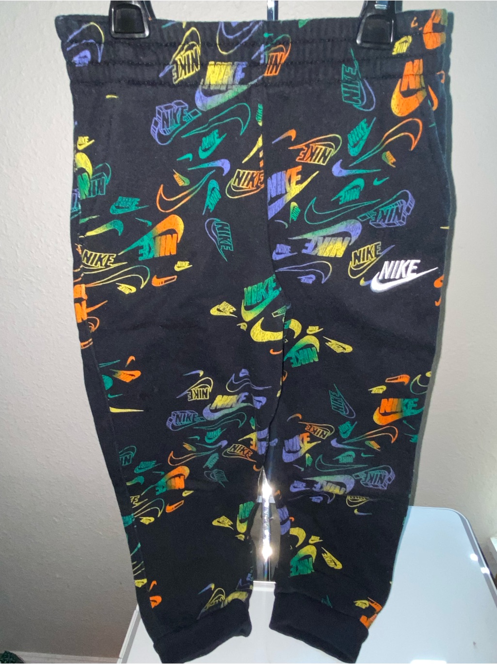 Nike Black Joggers With Multicolor Logo Print